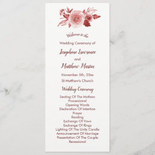 Elegante Fall Floral Burgundy Hochzeitsprogramme Programm
