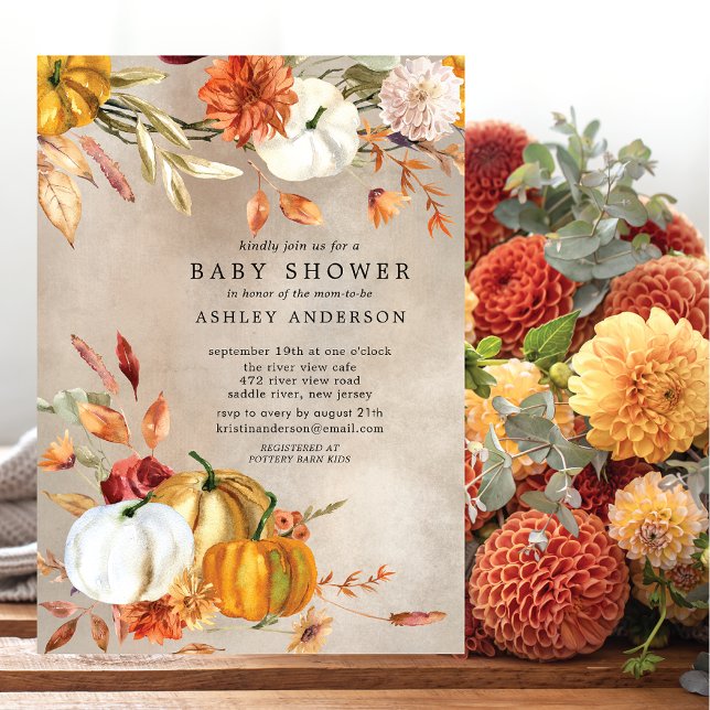 Elegante Fall Floral Herbst Babydusche Einladung (Von Creator hochgeladen)