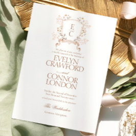 Elegante Fall Floral Wappen Hochzeit Einladung