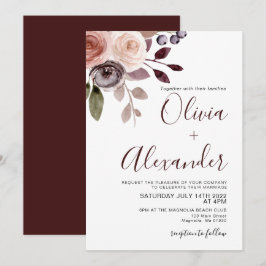 Elegante Fall Floral Wasserfarben Hochzeit Einladu Einladung