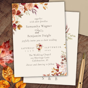 Elegante Fall Floral Wedding Einladung