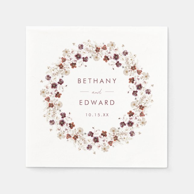 Elegante Fall Floral Wedding Serviette (Vorderseite)