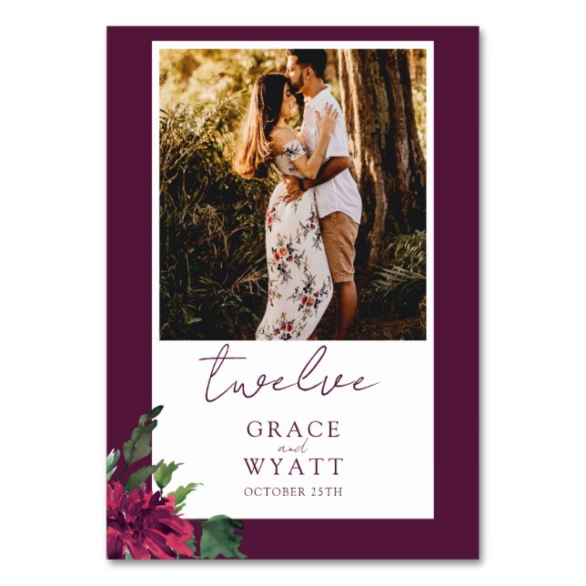 Elegante Fall Foto Hochzeitskarten für Tischnummer (Vorderseite)