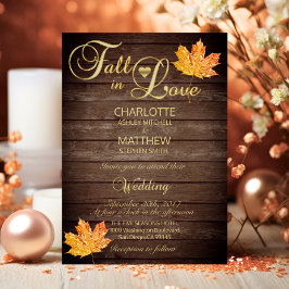 Elegante FALL in LIEBE Rustikale Holzhochzeit Einladung