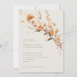 Elegante Fall Orange & Brown Floral Wedding Einladung