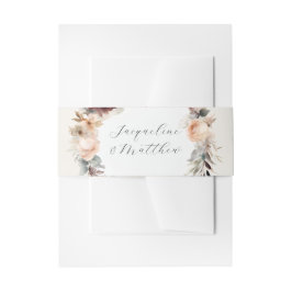 Elegante Fall Peach Floral Sage Wasserfarbenhochze Einladungsbanderole