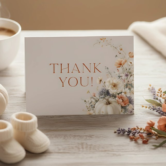 Elegante Fall Pumpkin Baby Dusche Danke Karte (Pumpkin baby shower thank you card)