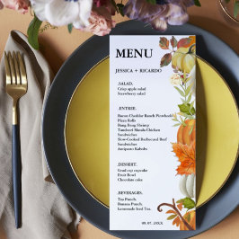 Elegante Fall Pumpkin Herbstleaves Hochzeit Menükarte