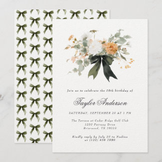 Elegante Fall Ribbon Bow Blume Bouquet Geburtstag Einladung