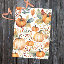 Elegante Fall Wasserfarbe Pumpkins und Herbstleave Seidenpapier