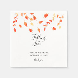 Elegante Fall-Wasserfarben-Blätter in Liebe fallen Serviette