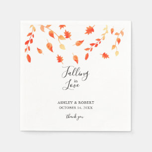 Elegante Fall-Wasserfarben-Blätter in Liebe fallen Serviette