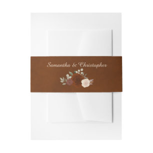 Elegante Fall Watercolor Blumen Burnt Umber Hochze Einladungsbanderole