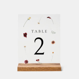 Elegante Fall Wildblume Hochzeit Tischnummer 2 Acrylschild