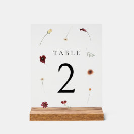 Elegante Fall Wildblume Hochzeit Tischnummer 2 Acrylschild