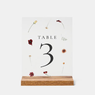 Elegante Fall Wildblume Hochzeit Tischnummer 3 Acrylschild