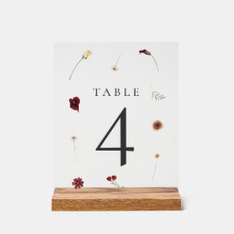 Elegante Fall Wildblume Hochzeit Tischnummer #4 Acrylschild