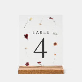 Elegante Fall Wildblume Hochzeit Tischnummer #4 Acrylschild