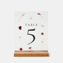 Elegante Fall Wildblume Hochzeit Tischnummer #5 Acrylschild