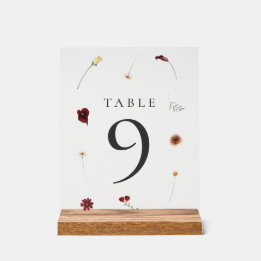 Elegante Fall Wildblume Hochzeit Tischnummer #9 Acrylschild