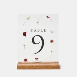 Elegante Fall Wildblume Hochzeit Tischnummer #9 Acrylschild