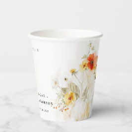 Elegante Fall Wildblume Pumpkin Wasserfarbenhochze Pappbecher