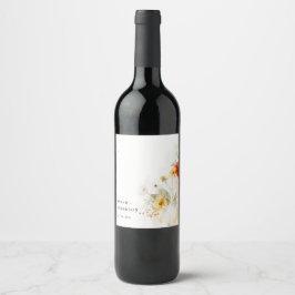 Elegante Fall Wildblume Pumpkin Wasserfarbenhochze Weinetikett