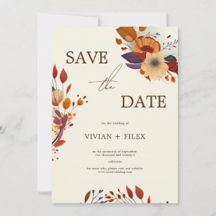 Elegante Fall-Wildblume Save the Date Einladung
