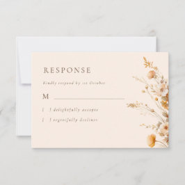 Elegante Fall-Wildblumen Hochzeit RSVP Karte