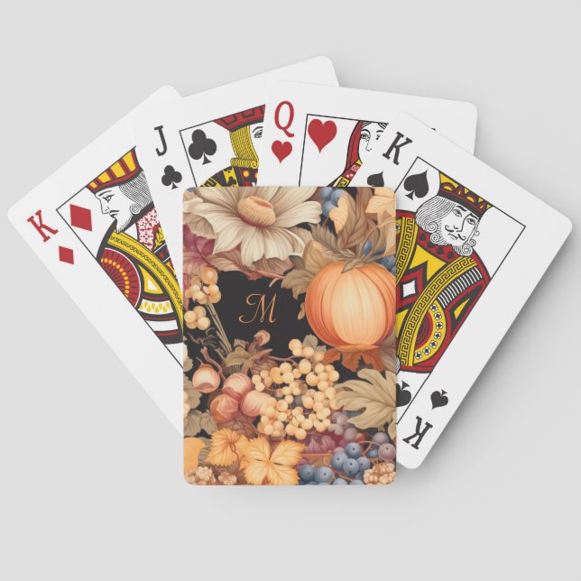 Elegante Fallernte monogramm stilvoll Spielkarten (Rückseite)