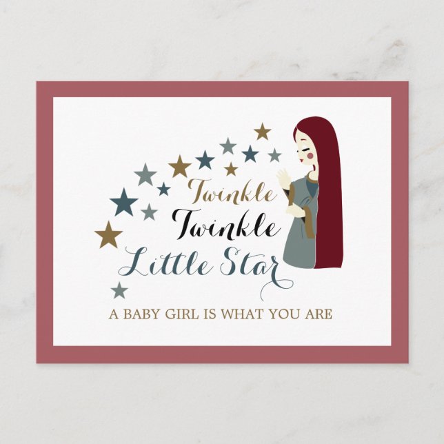 Elegante Falling Stars, Girl's Baby Shower laden e Einladungspostkarte (Vorderseite)