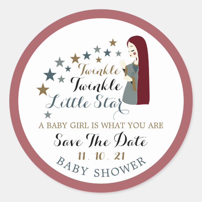 Elegante Fallsteine, Babydusche Save the Date Runder Aufkleber (Vorderseite)