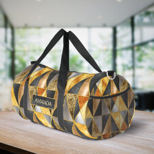 Elegante falsche goldene schwarze silberne geometr duffle bag