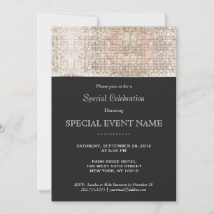 Elegante falsche Silber Pailletten schwarze Party Einladung
