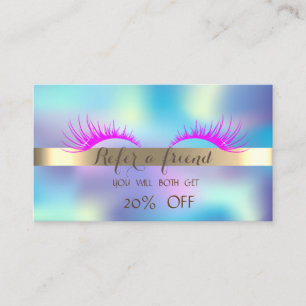 Elegante falsche Wimpern Holografische Empfehlungs Empfehlungskarte