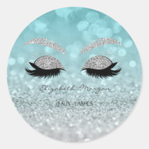 Elegante falsche Wimpern mit glitzerndem Bokeh Runder Aufkleber