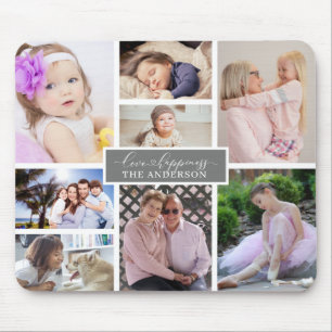 Elegante Familie 8 Foto Collage und Name Personali Mousepad