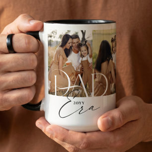 Elegante Familien-Fotocollage aus der Ära des Vate Zweifarbige Tasse