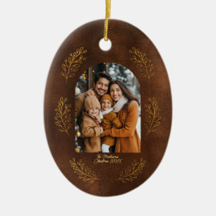 Elegante Familienfoto-Architektur Weihnachten Brau Keramik Ornament