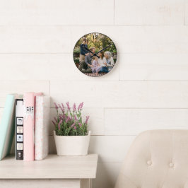 Elegante Familienfoto-Runduhr Personalisiert Runde Wanduhr