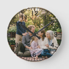 Elegante Familienfoto-Runduhr Personalisiert Runde Wanduhr