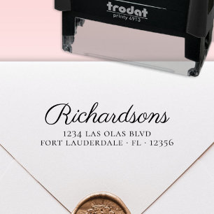 Elegante Familiennachnamen-Schrift Rücksendeadress Permastempel