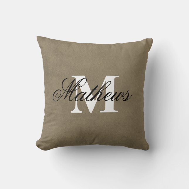 Elegante Familienname Imitate Süede Mit Monogramm Kissen (Vorderseite)