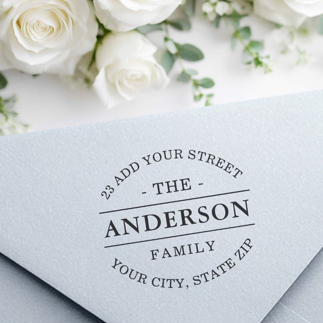 Elegante Familienname-Rücksendeadresse Gummistempel (Elegant family name return address rubber stamp)