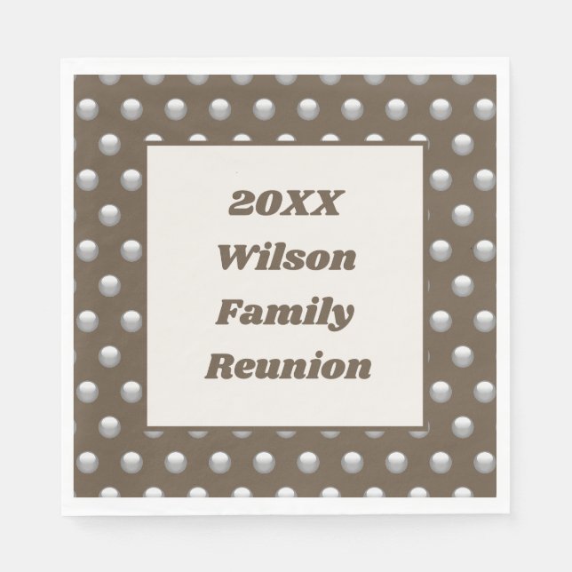 Elegante Family Wiedersehen Silver Polka Dot Patte Serviette (Vorderseite)