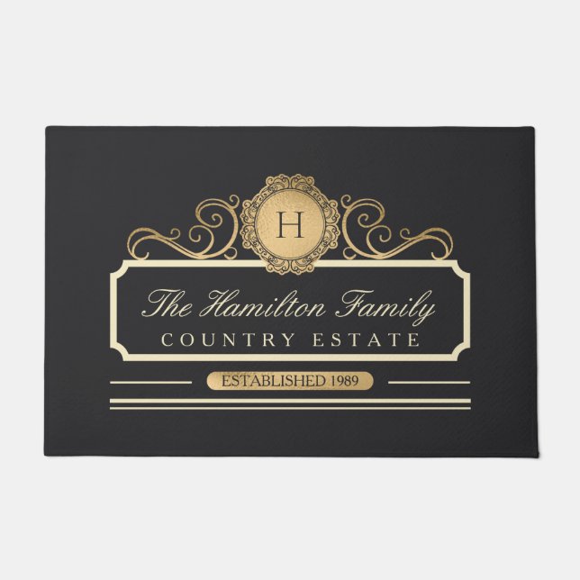 Elegante Family Zuhause Gold Fußmatte (Vorderseite)