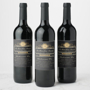Elegante Family Zuhause Gold Zutaten Wein Weinetikett