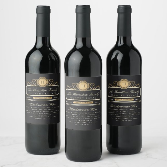 Elegante Family Zuhause Gold Zutaten Wein Weinetikett (Flaschen)