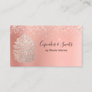 Elegante Fancy Faux-Roségold-Cupcake-Süßigkeiten-B Visitenkarte