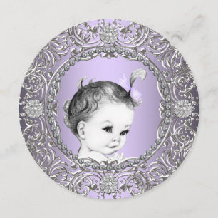 Elegante Fancy Lila und Silber Baby Mädchen Shower Einladung